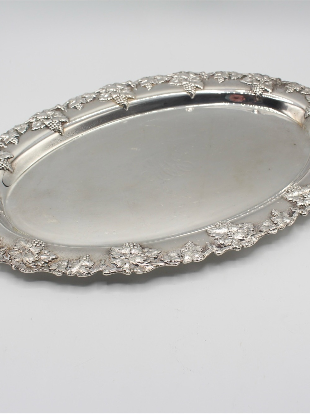 Antique Silverplate Oval Serving Tray, Lawrence B Smith Co, Boston